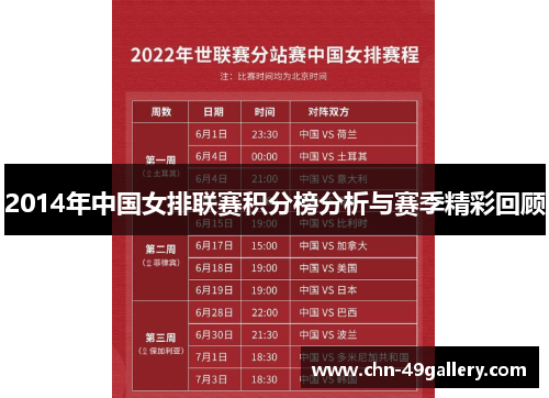 2014年中国女排联赛积分榜分析与赛季精彩回顾